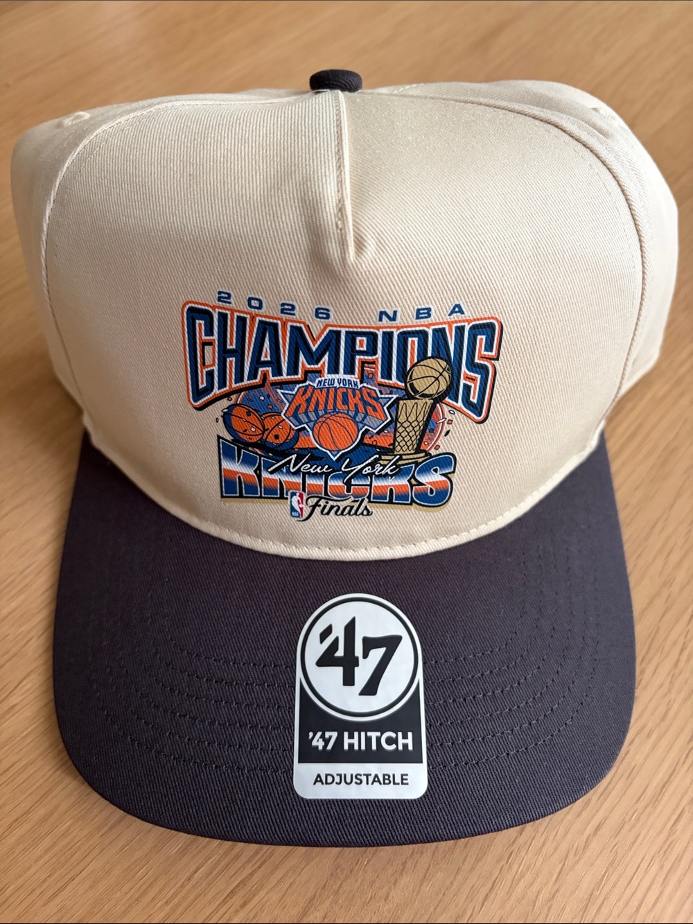 '47 New York Knicks 2026 Champions Adjustable Hat - Cream/Black